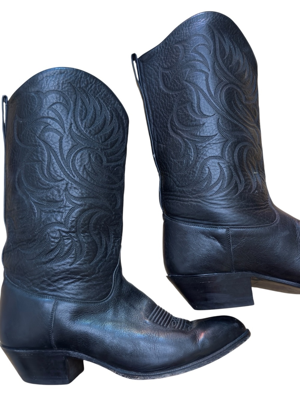 Tony Lama Black Leather Western Cowboy Boots Women’s 8 M Vintage USA Western GUC - Picture 8 of 12
